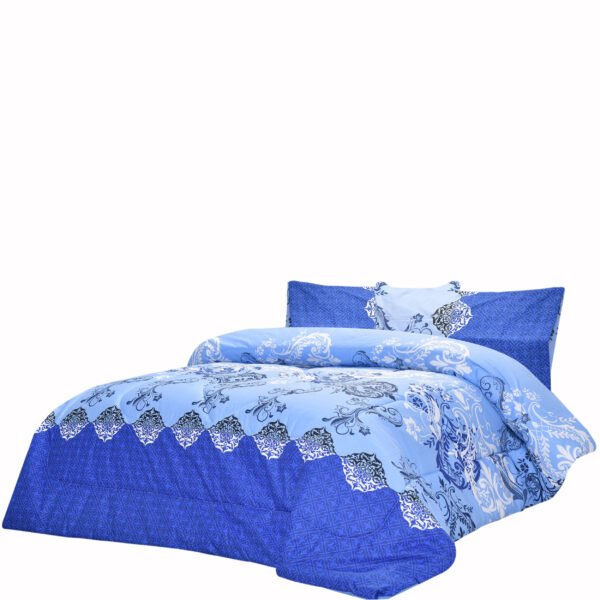 Breathable 3 Pcs Comforter Sets - Baby Blue Ornament | Bedding N Bath