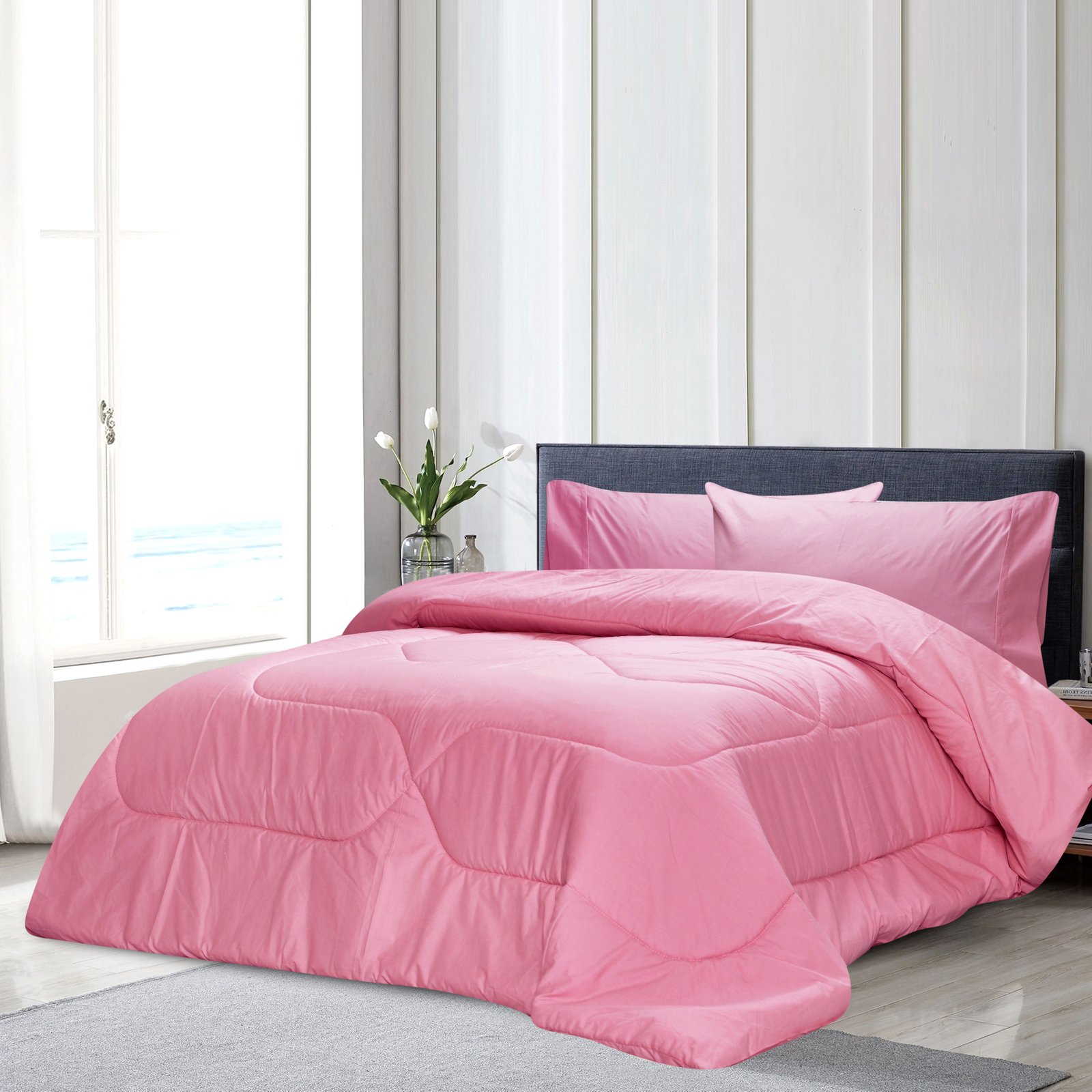 Breathable 3 Pcs Comforter Sets - Baby Pink | Bedding N Bath