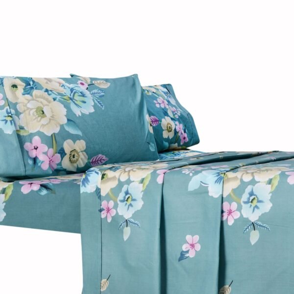 Premium 600TC Pure Cotton Sheet Set - Bluish Cyan | Bedding N Bath