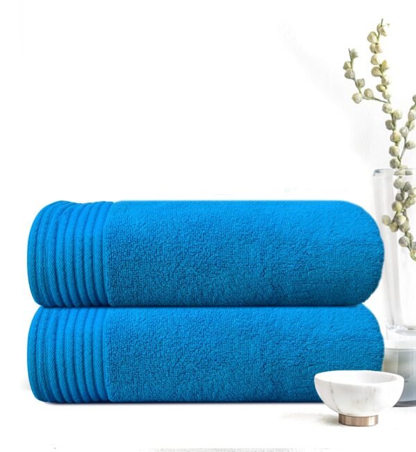 Super Soft Pack of 2 Pcs Cotton Bath Towel Set Cobalt Blue
