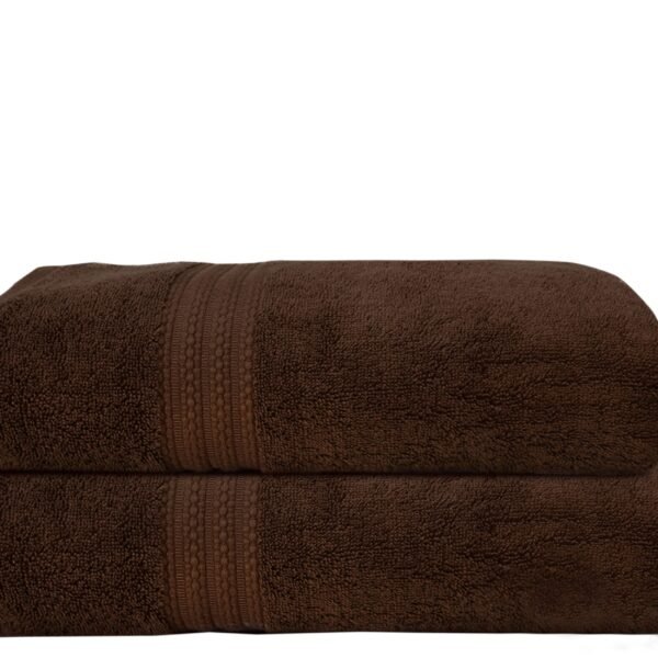 Super Soft Pack of 2 Pcs Cotton Bath Towel Set Dark Brown