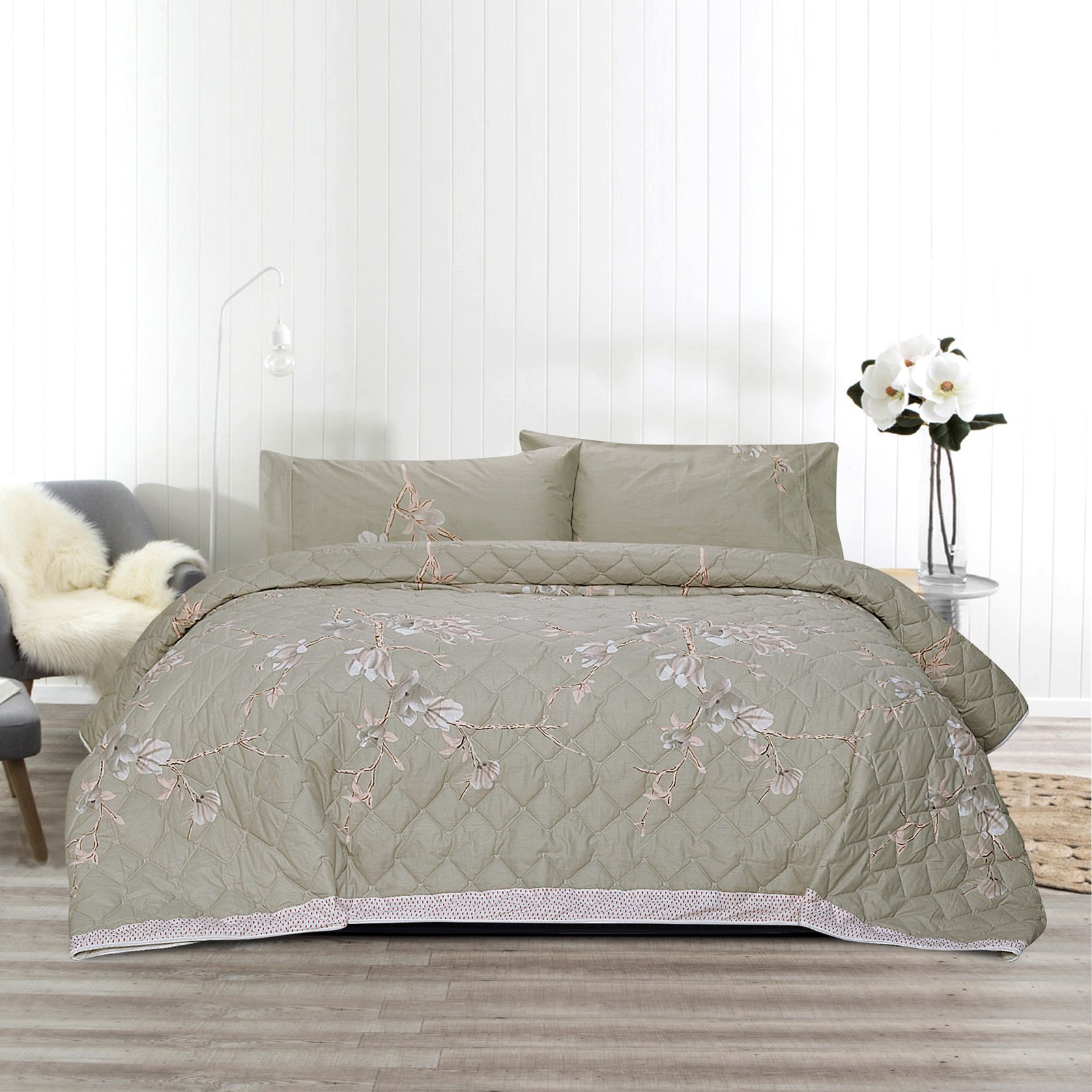 Luxury 3 Pcs Bed Spread - Dawn Flower | Bedding N Bath