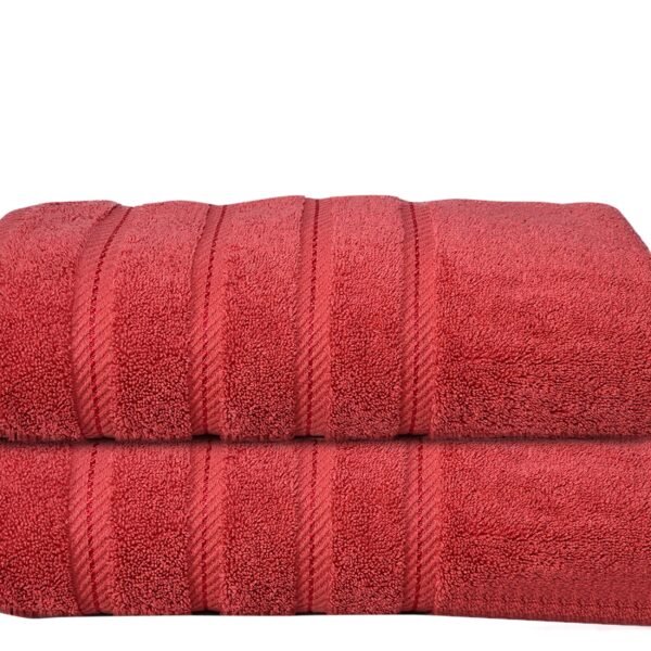 Super Soft Pack of 2 Pcs Cotton Bath Towel Set Faded Red