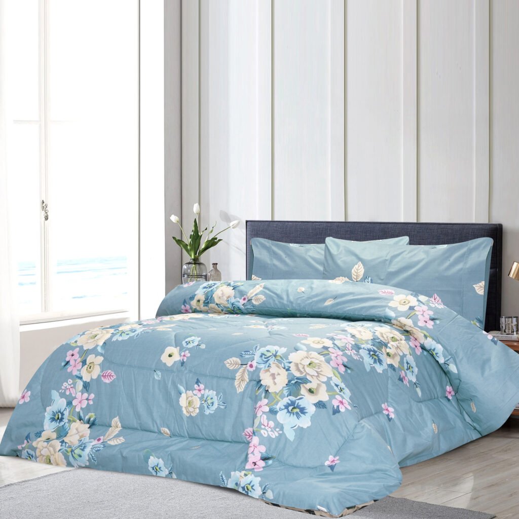 Breathable 3 Pcs Comforter Sets - Flower Pattern | Bedding N Bath