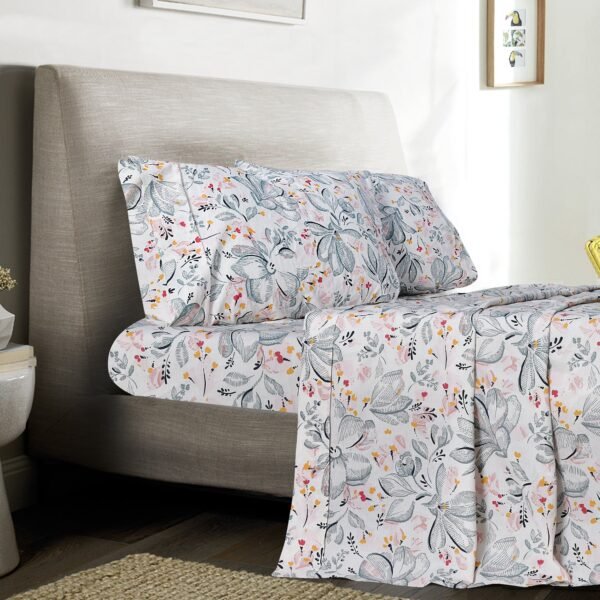 Premium 600TC Pure Cotton Sheet Set - Flower Pattern | Bedding N Bath