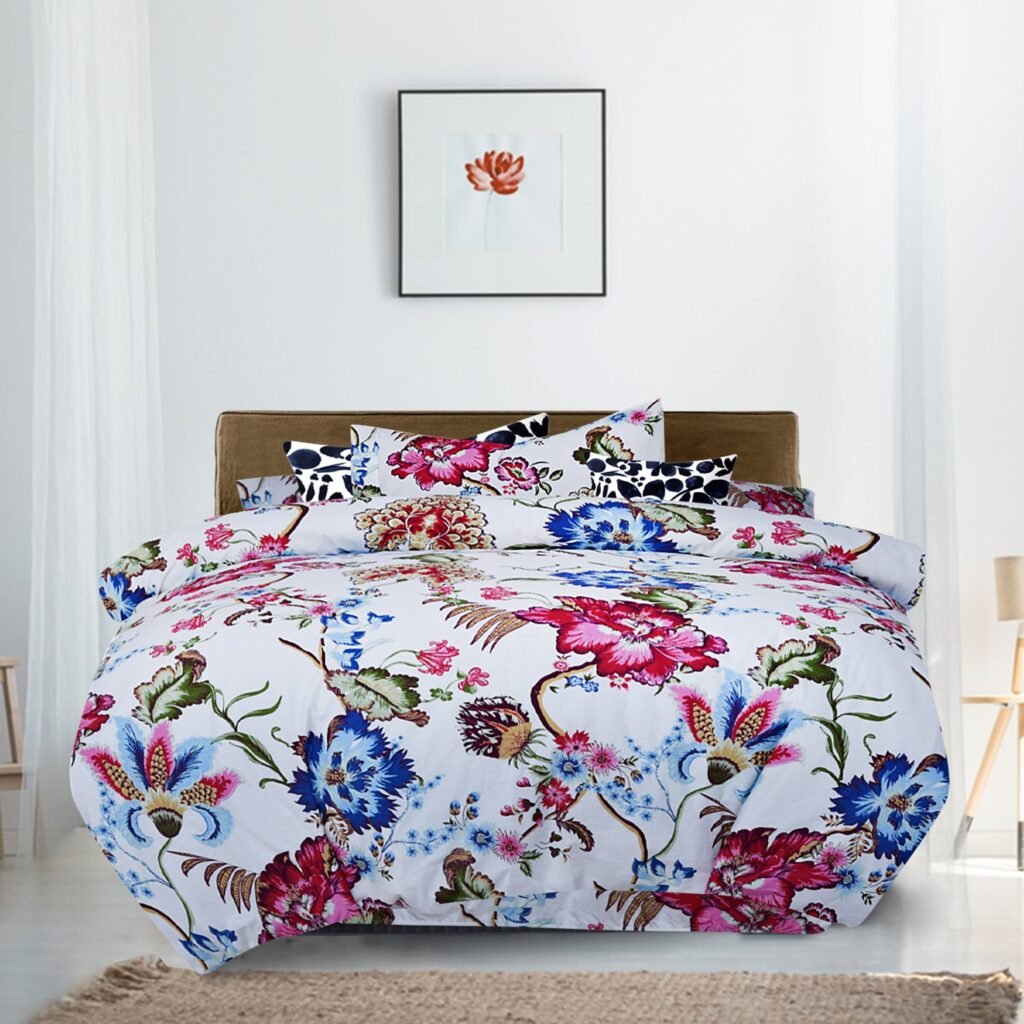 Lightweight 6 Pcs Printed Quilt Cover – Flower Print | Bedding N Bath