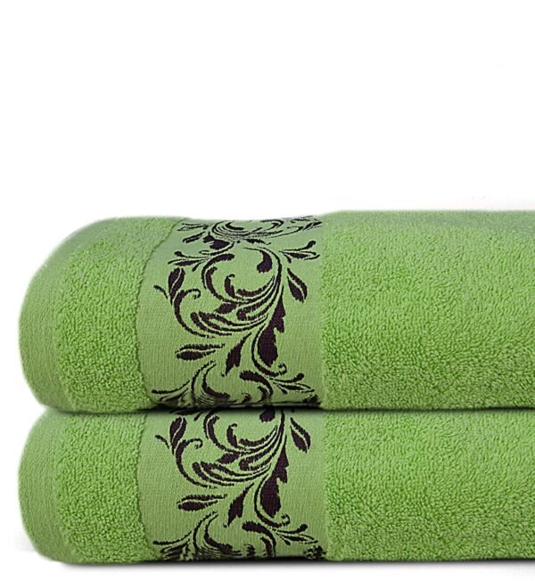 Super Soft Pack of 2 Pcs Cotton Bath Towel Set Green