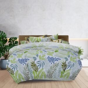 Lightweight 3 Pcs Printed Quilt Cover – Leaf Print | Bedding N Bath