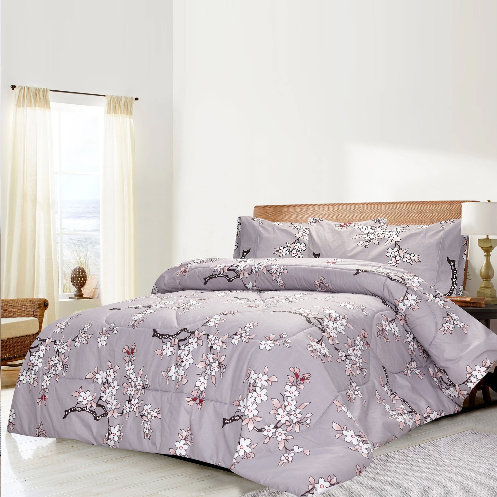 Breathable 3 Pcs Comforter Sets - Lily Pattern | Bedding N Bath