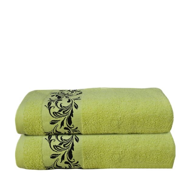 Super Soft Pack of 2 Pcs Cotton Bath Towel Set Lime Green