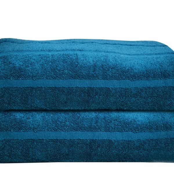 Super Soft Pack of 2 Pcs Cotton Bath Towel Set Mid Blue
