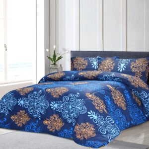 Breathable 3 Pcs Comforter Sets - Navy Blue Ornament | Bedding N Bath