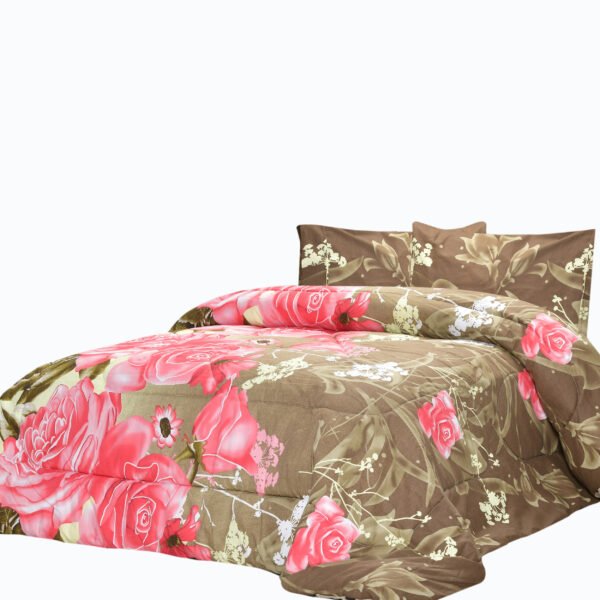 Breathable 3 Pcs Comforter Sets - Pink Flower | Bedding N Bath