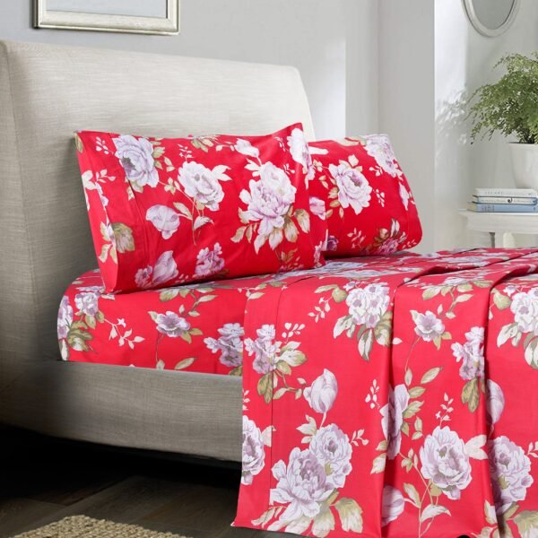 Premium 600TC Pure Cotton Sheet Set - Red | Bedding N Bath