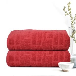 Super Soft Pack of 2 Pcs Cotton Bath Towel Set Reddish
